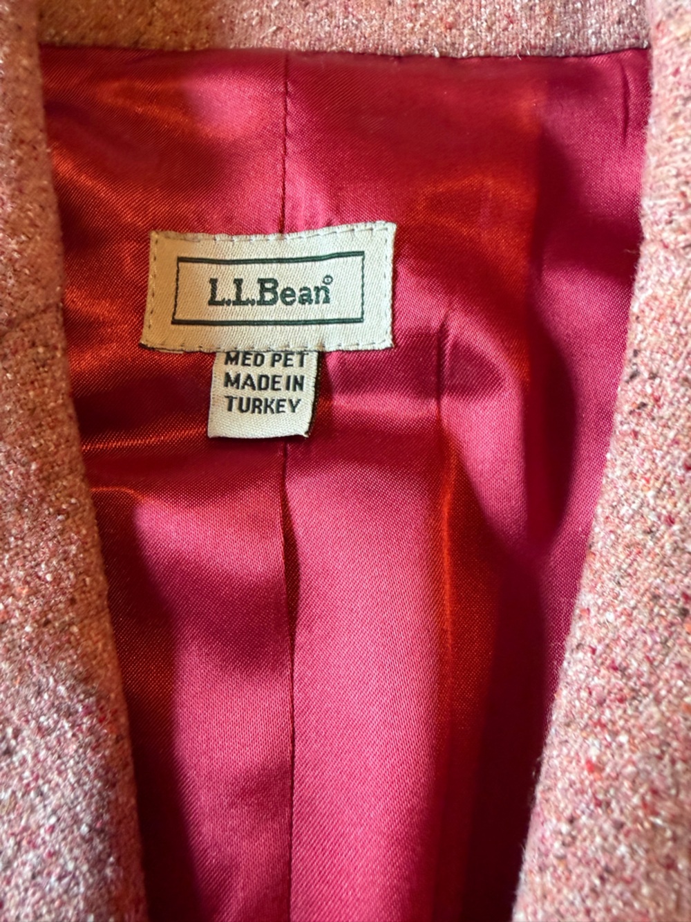 Vintage LL Bean Wool and Silk Blend Pink Tweed Notch-Lapel Blazer Medium Petite - Picture 5 of 11
